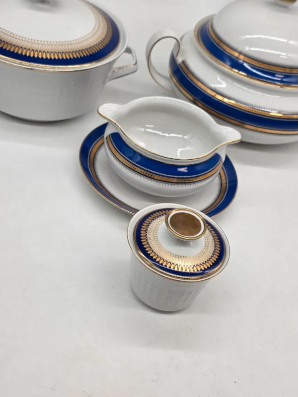 Seltmann Weiden Patricia Bavaria porcelana kobalt złoto zestaw waza sosjerka