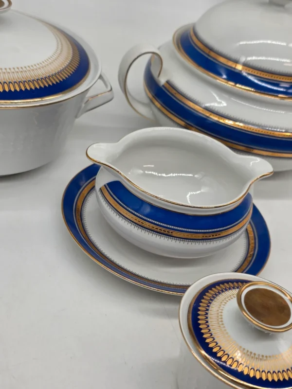 Seltmann Weiden Patricia Bavaria porcelana kobalt złoto zestaw waza sosjerka
