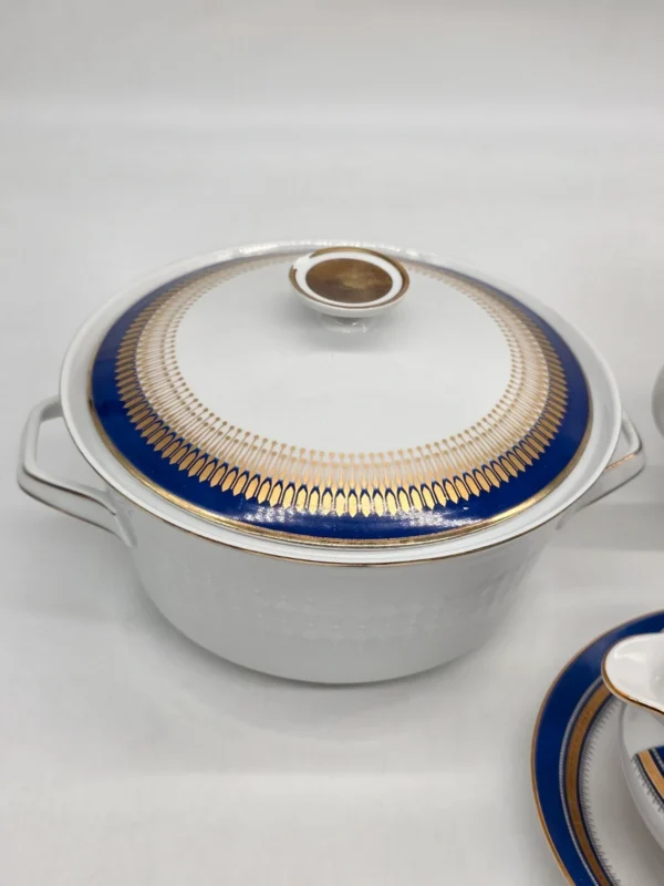 Seltmann Weiden Patricia Bavaria porcelana kobalt złoto zestaw waza sosjerka