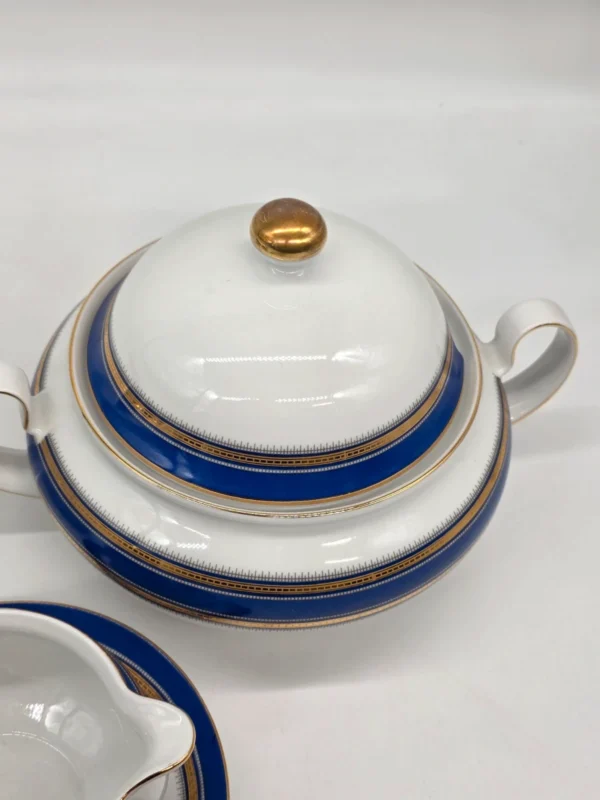 Seltmann Weiden Patricia Bavaria porcelana kobalt złoto zestaw waza sosjerka