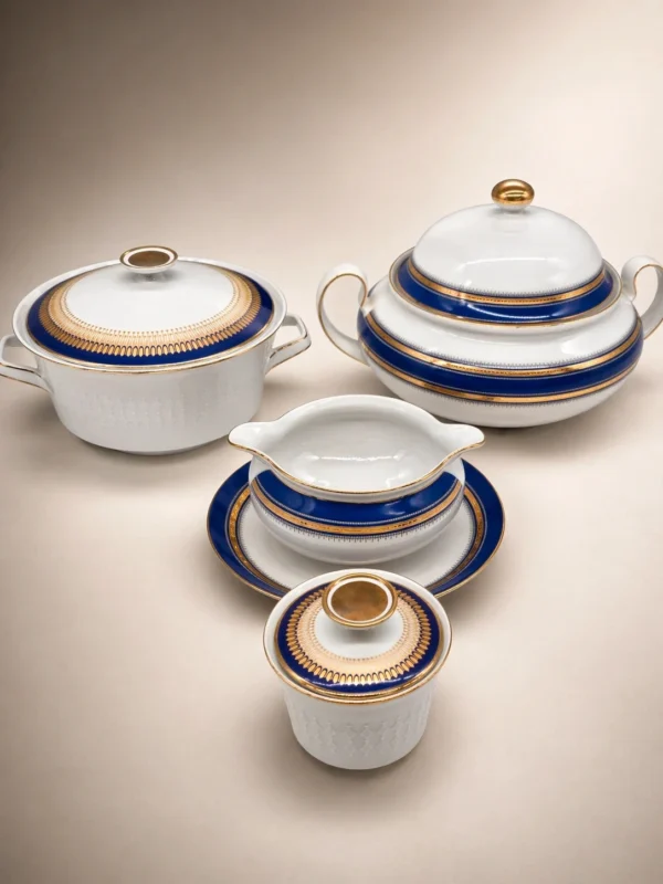 Seltmann Weiden Patricia Bavaria porcelana kobalt złoto zestaw waza sosjerka