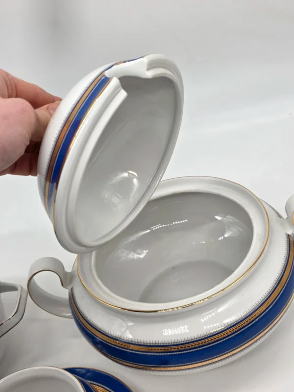 Seltmann Weiden Patricia Bavaria porcelana kobalt złoto zestaw waza sosjerka