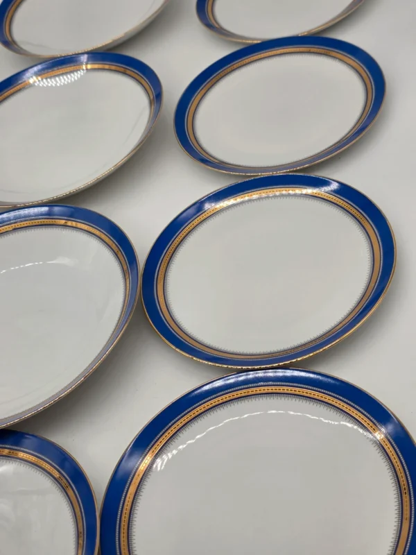 Seltmann Weiden Patricia Bavaria porcelanowe talerze 12 el kobalt złoto