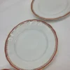 Talerze obiadowe Karolina porcelana złocenia bordowy rant 3 sztuki 36 cm