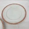 Talerze obiadowe Karolina porcelana złocenia bordowy rant 3 sztuki 36 cm