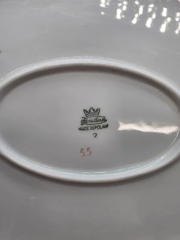 Półmiski owalne Karolina porcelana złocenia bordowy rant komplet 2 sztuki
