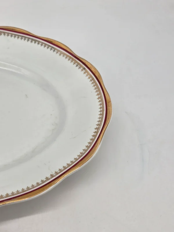 Półmiski owalne Karolina porcelana złocenia bordowy rant komplet 2 sztuki