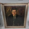 Portret mężczyzny w okularach 1945 sygn. H. Frigger obraz olejny 60x67