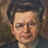 Portret mężczyzny w okularach 1945 sygn. H. Frigger obraz olejny 60x67