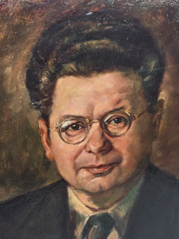 Portret mężczyzny w okularach 1945 sygn. H. Frigger obraz olejny 60x67