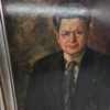 Portret mężczyzny w okularach 1945 sygn. H. Frigger obraz olejny 60x67