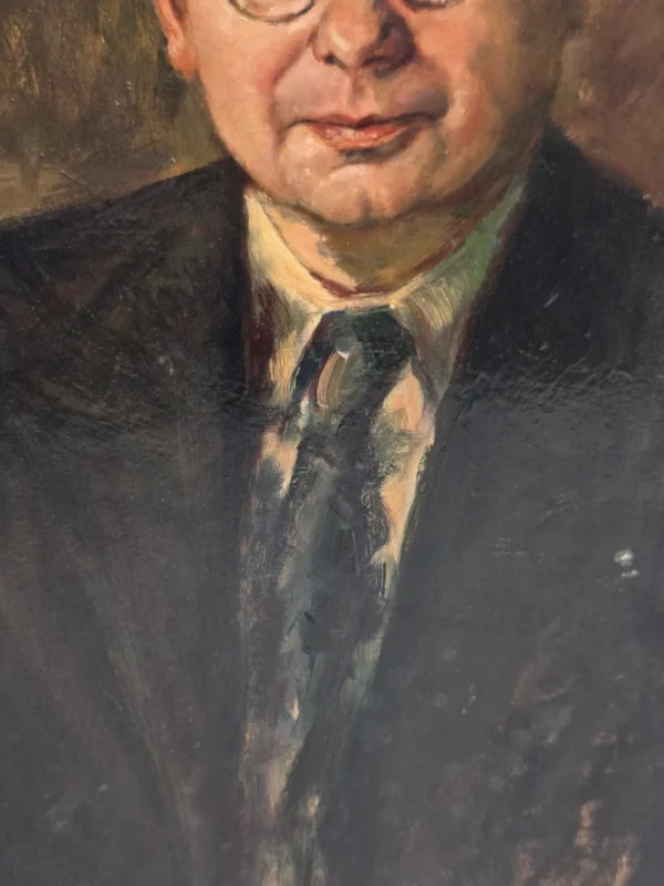 Portret mężczyzny w okularach 1945 sygn. H. Frigger obraz olejny 60x67