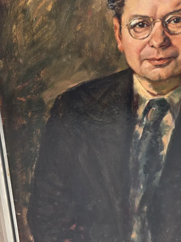 Portret mężczyzny w okularach 1945 sygn. H. Frigger obraz olejny 60x67