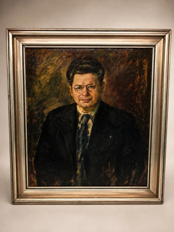 Portret mężczyzny w okularach 1945 sygn. H. Frigger obraz olejny 60x67