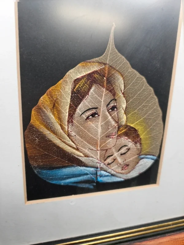 Obrazek na liściu  Matka i Dziecko, 22×27 cm