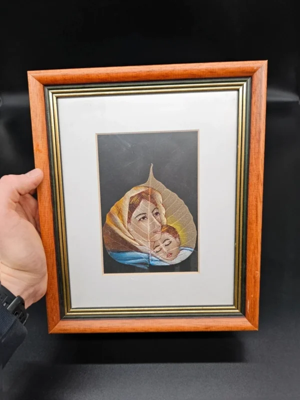Obrazek na liściu  Matka i Dziecko, 22×27 cm