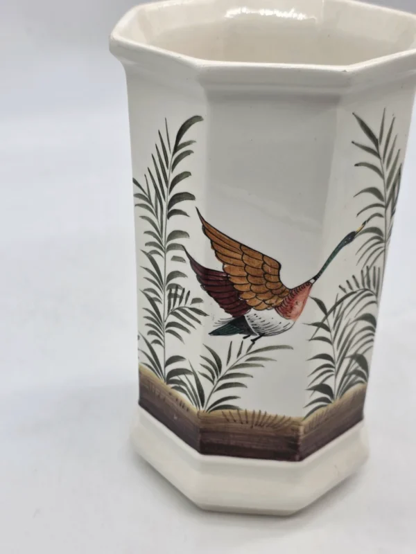Wazon Bassano Włochy motyw kaczka ceramika włoska sygnatura 23 cm