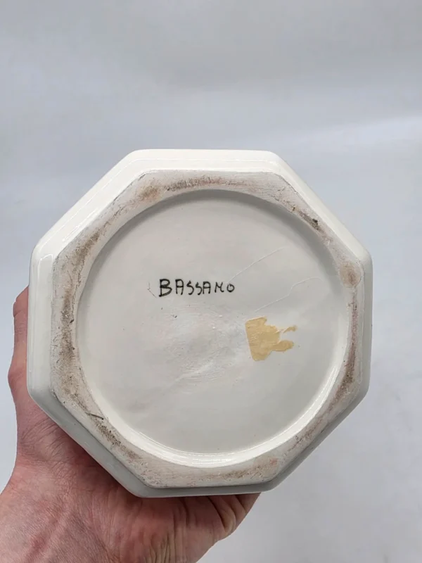 Wazon Bassano Włochy motyw kaczka ceramika włoska sygnatura 23 cm