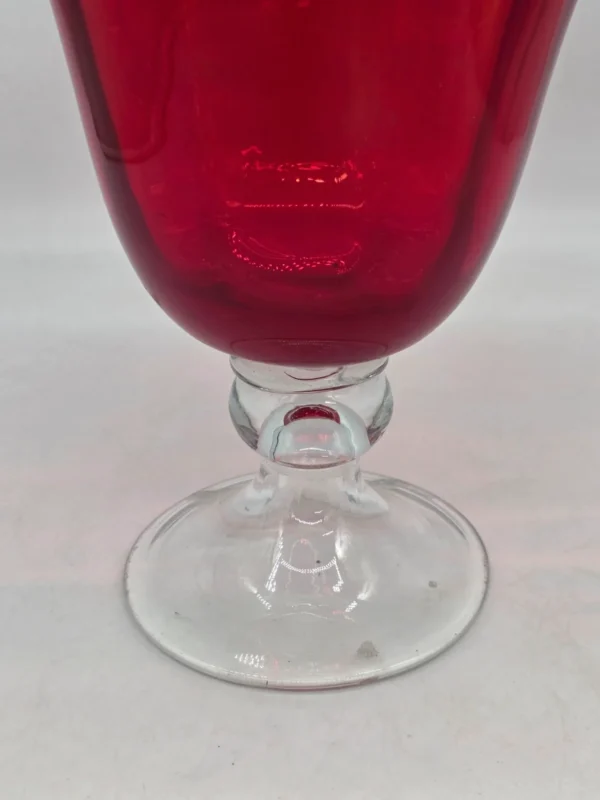 Rubinowy wazon kielich szkło dmuchane artystyczne vintage 29 cm