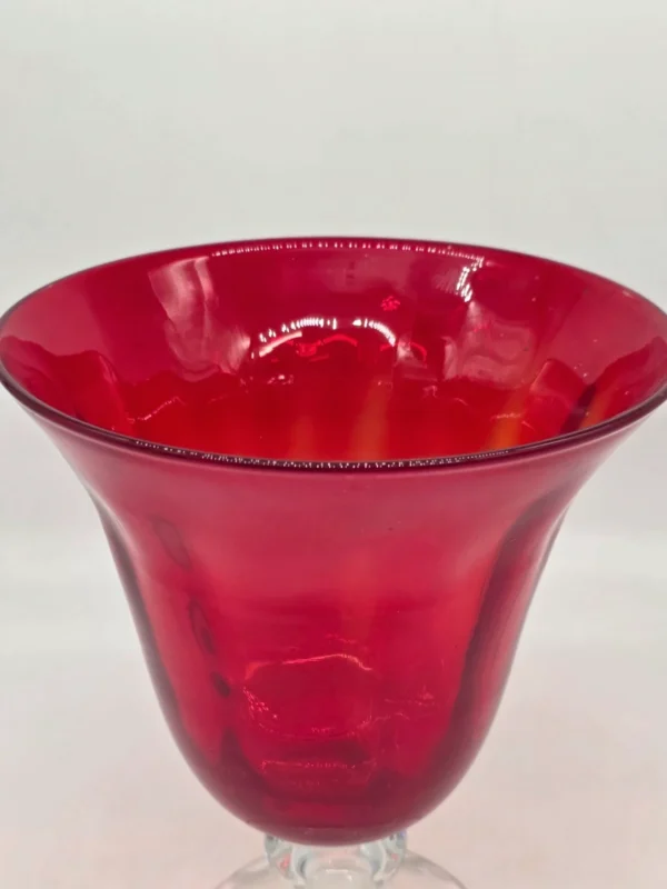Rubinowy wazon kielich szkło dmuchane artystyczne vintage 29 cm