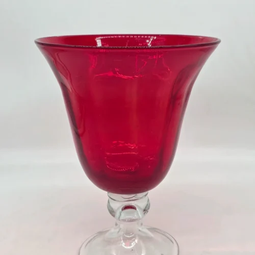 Rubinowy wazon kielich szkło dmuchane artystyczne vintage 29 cm