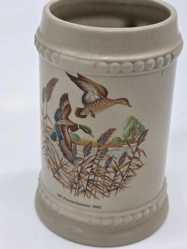 Kufel ceramiczny myśliwski kaczki WF Frontenhausen 1983 vintage 16 cm