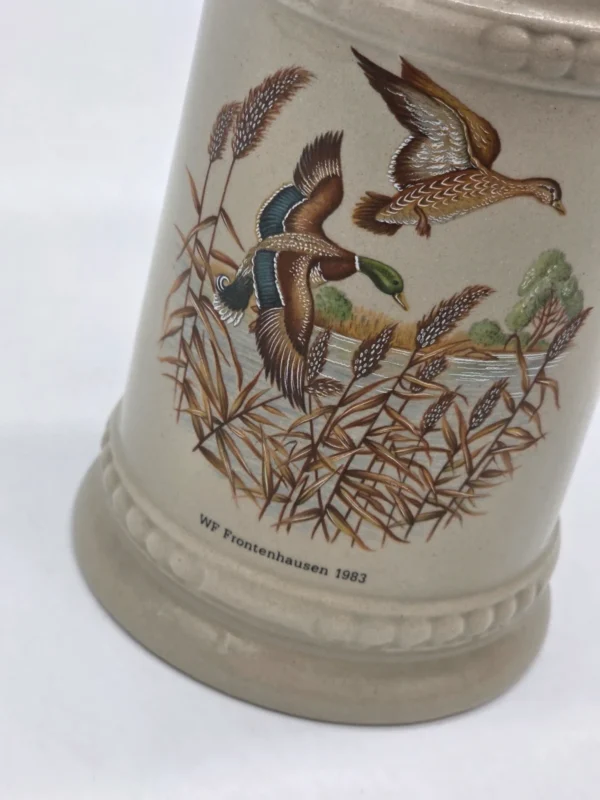 Kufel ceramiczny myśliwski kaczki WF Frontenhausen 1983 vintage 16 cm
