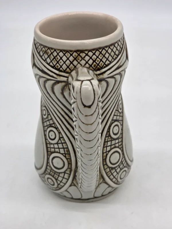 Kufel ceramiczny kolekcjonerski WF Rohr 1986 relief scenka orka 17 cm