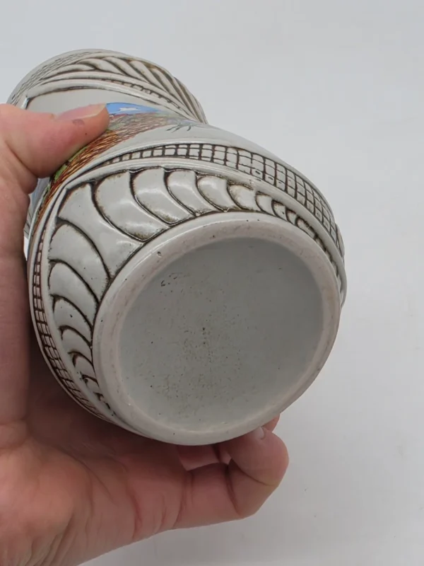 Kufel ceramiczny kolekcjonerski WF Rohr 1986 relief scenka orka 17 cm