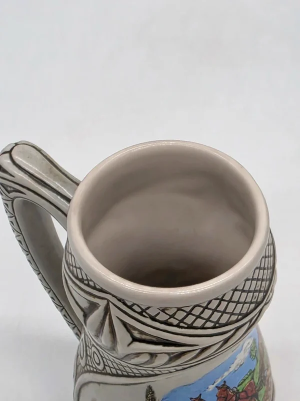 Kufel ceramiczny kolekcjonerski WF Rohr 1986 relief scenka orka 17 cm