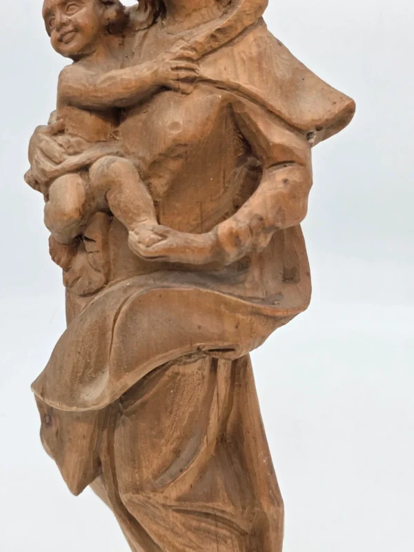 Drewniana rzeźba Madonna z Dzieciątkiem rękodzieło figura 42 cm