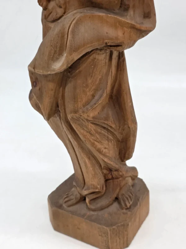 Drewniana rzeźba Madonna z Dzieciątkiem rękodzieło figura 42 cm