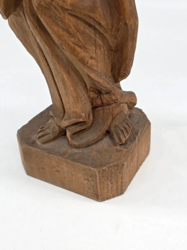 Drewniana rzeźba Madonna z Dzieciątkiem rękodzieło figura 42 cm
