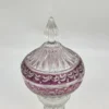 Elegancki puchar szklany z pokrywą na marmurowej podstawie 33 cm