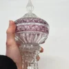 Elegancki puchar szklany z pokrywą na marmurowej podstawie 33 cm