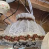 Lampa wisząca rustykalna abażur len drewno regulowana vintage