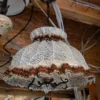 Lampa wisząca rustykalna abażur len drewno regulowana vintage