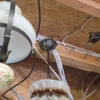 Lampa wisząca rustykalna abażur len drewno regulowana vintage