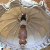 Lampa wisząca rustykalna abażur len drewno regulowana vintage