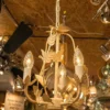 Żyrandol metalowy ecru listki 3 ramienny Shabby Chic prowansalski 26 cm