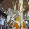 Żyrandol metalowy ecru listki 3 ramienny Shabby Chic prowansalski 26 cm