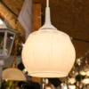 Lampa wisząca biała szklany klosz melon minimalistyczna retro 14 cm