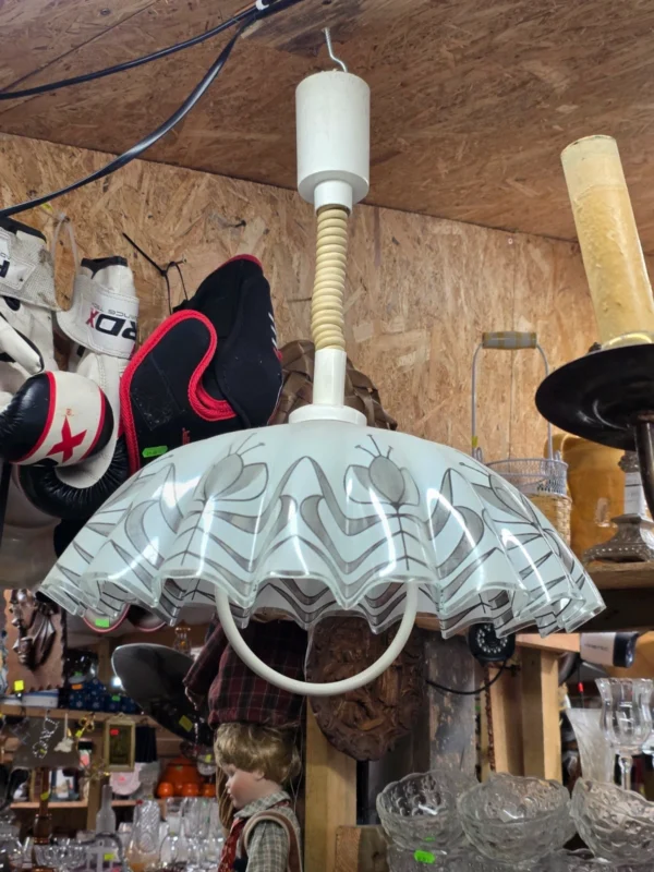 Lampa wisząca kuchenna regulowana szklany klosz retro vintage 43 cm