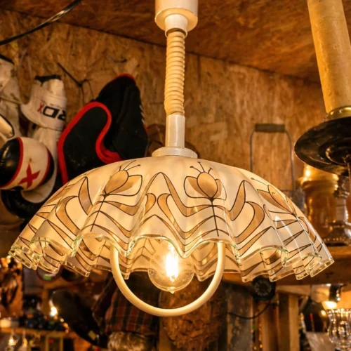 Lampa wisząca kuchenna regulowana szklany klosz retro vintage 43 cm