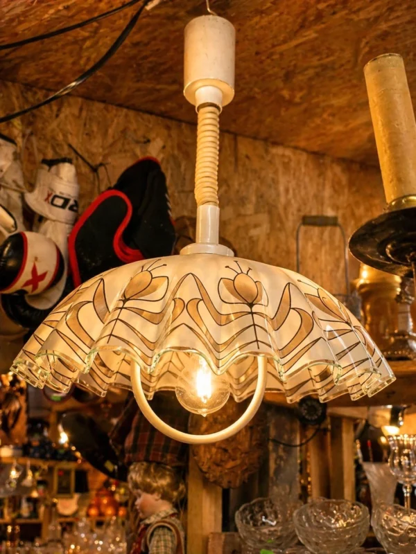 Lampa wisząca kuchenna regulowana szklany klosz retro vintage 43 cm