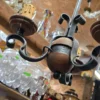 Żyrandol kowalski kute żelazo drewniana kula styl rustykalny 28 cm