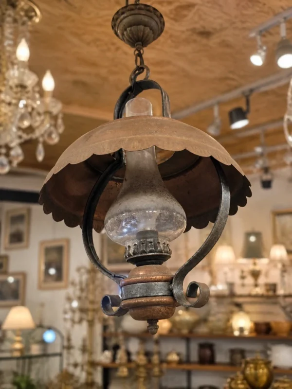 Lampa wisząca rustykalna stylizowana na naftową vintage metal 36 cm