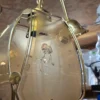 Lampa wisząca vintage złota szklane panele motyw roślinny 19 cm