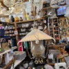 Lampa wisząca latarnia mosiężna retro rustykalna szkło mrożone 31 cm