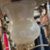 Lampa wisząca latarnia mosiężna retro rustykalna szkło mrożone 31 cm